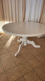 Witte Ronde Eettafel - 140cm, Huis en Inrichting, Ophalen, Rond, Vier personen, Overige houtsoorten