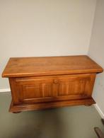 Licht eiken dekenkist , gebruikt als tv meubel br123 h60 d50, Ophalen, Gebruikt, 25 tot 50 cm
