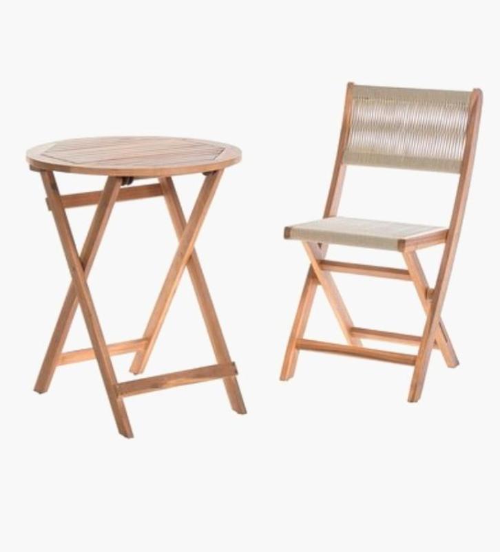 Acacia Bistroset - Tafel & Stoel - Inklapbaar, Tuin en Terras, Tuinstoelen, Nieuw, Hout, Inklapbaar, Ophalen of Verzenden
