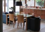 Eetkamertafel naturel kersen 4 stoelen 2 leolux clubfauteuil, Ophalen, Gebruikt, 50 tot 100 cm, Vijf personen of meer