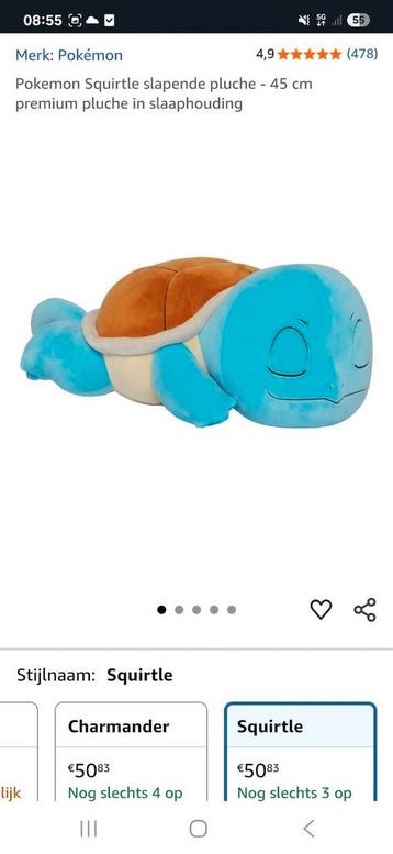 Sleeping pokemon Bulbasaur,Charmander, en Squirtle. beschikbaar voor biedingen