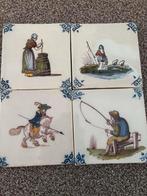 4 Makkum Tichelaar Tegels - oude beroepen, Ophalen of Verzenden