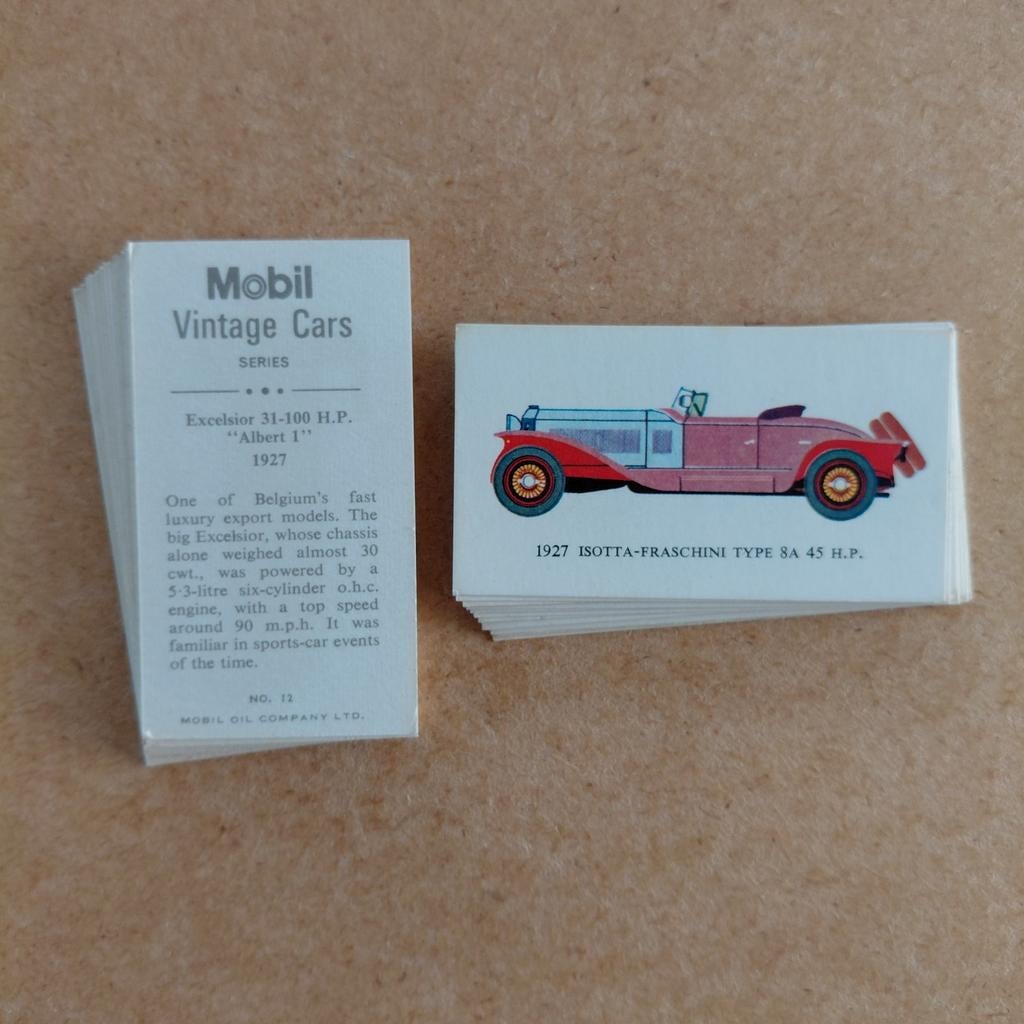 Mobil Vintage Cars complete set 24 auto trade cards 1966, Ophalen, Zo goed als nieuw, Auto's