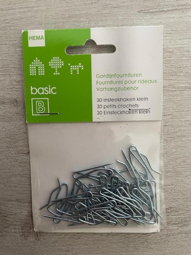 Nieuw in verpakking: 30 Gordijnhaken Klein - Hema - Metaal, Huis en Inrichting, Stoffering | Gordijnen en Lamellen, Nieuw, Minder dan 100 cm