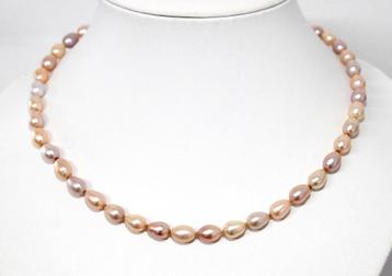 Schitterende Zilver 45 CM Multicolour Parel Ketting          beschikbaar voor biedingen