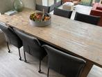 Landelijke eettafel 250 x 90 cm eiken, Huis en Inrichting, Ophalen, Gebruikt, Eikenhout, 200 cm of meer