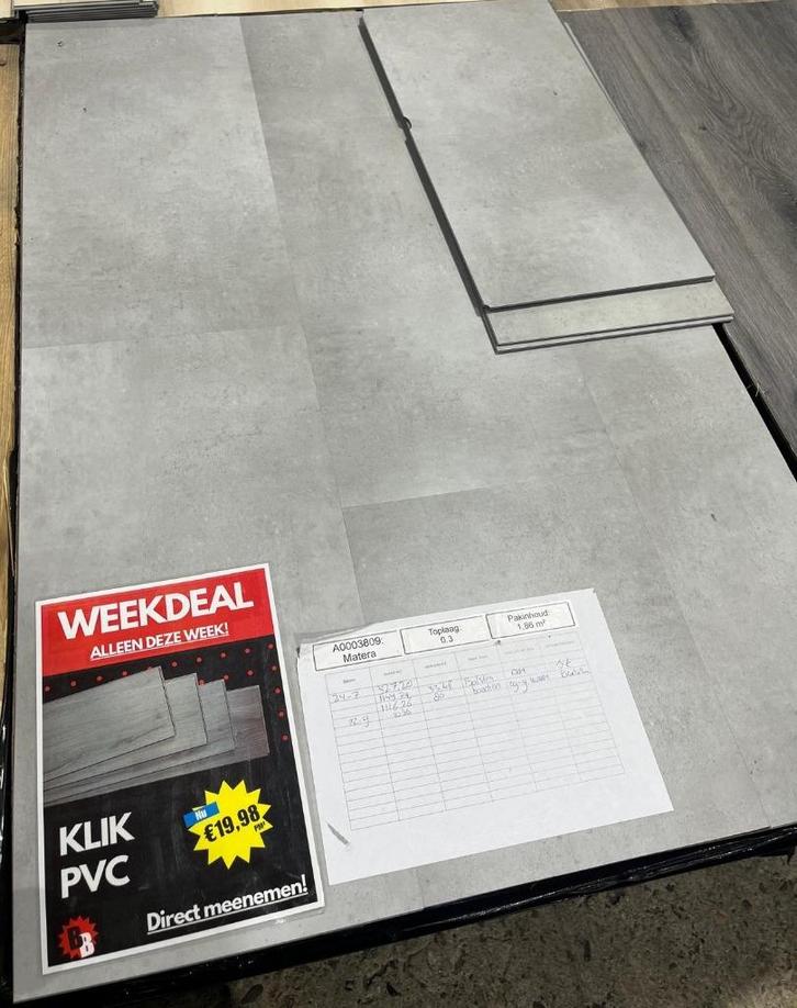 Betonlook klik PVC vloer grijs GROTE PARTIJ, Huis en Inrichting, Stoffering | Vloerbedekking, Nieuw, Overige typen, Grijs, 75 m² of meer