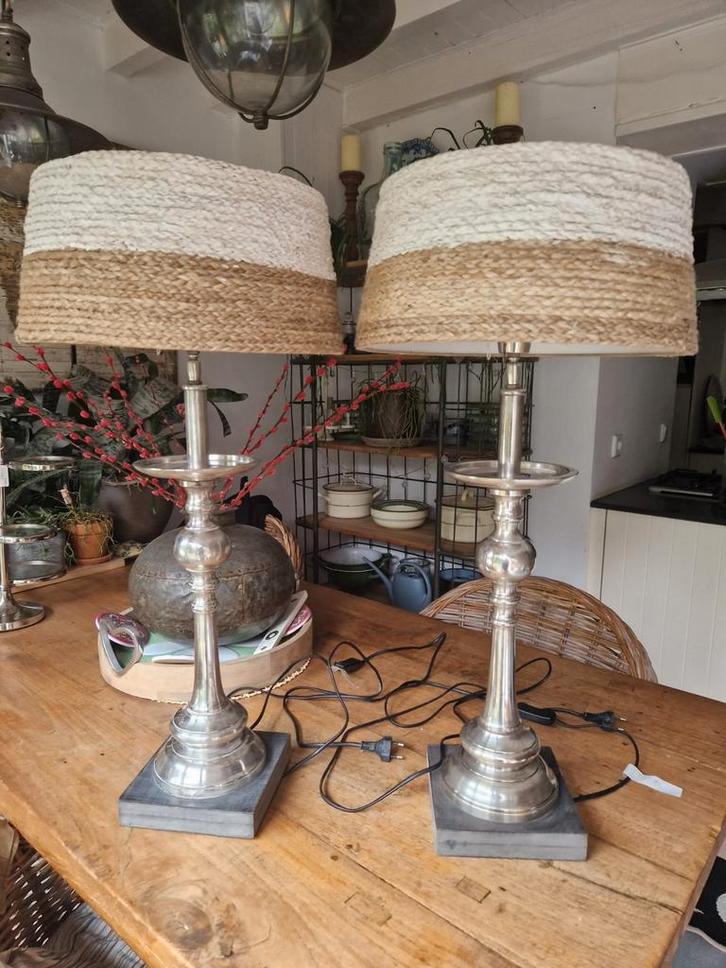Riviera Maison Tafellampen Set, Huis en Inrichting, Lampen | Vloerlampen, Zo goed als nieuw, Minder dan 100 cm, Metaal, Stof, Ophalen of Verzenden
