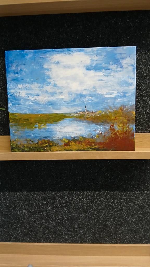 Hollands Landschap - acryl op Doek, Antiek en Kunst, Kunst | Schilderijen | Klassiek, Ophalen of Verzenden