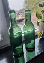 2 decoratieve glazen flessen, Overige kleuren, Ophalen of Verzenden, Minder dan 50 cm, Glas