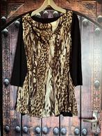Zwart shirtje met bruine dierenprint tuniek 42 nu 19,99€, Noidea, Bruin, Maat 42/44 (L), Ophalen of Verzenden