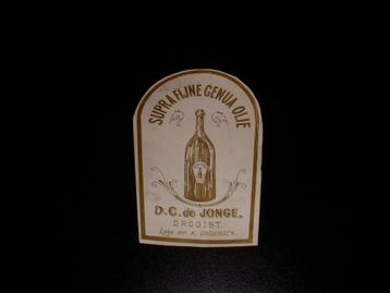 TOP etiket Supra fijne Genua olie D.C de Jonge Groningen1900 beschikbaar voor biedingen