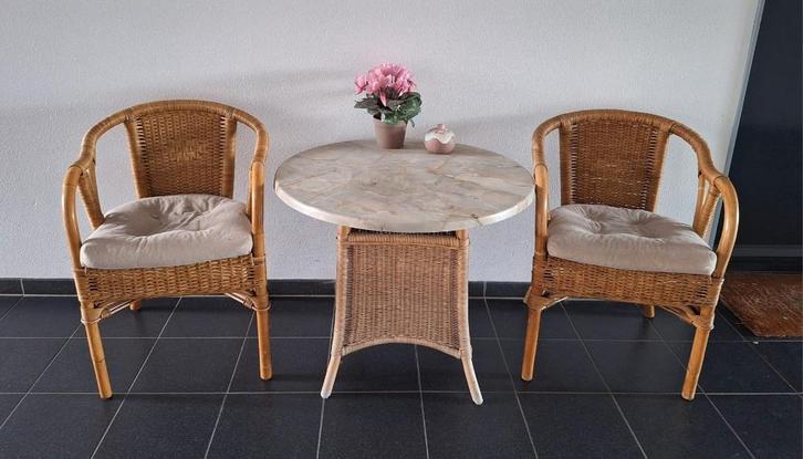 Rotan set, Tuin en Terras, Tuinsets en Loungesets, Zo goed als nieuw, 2 zitplaatsen, Ophalen