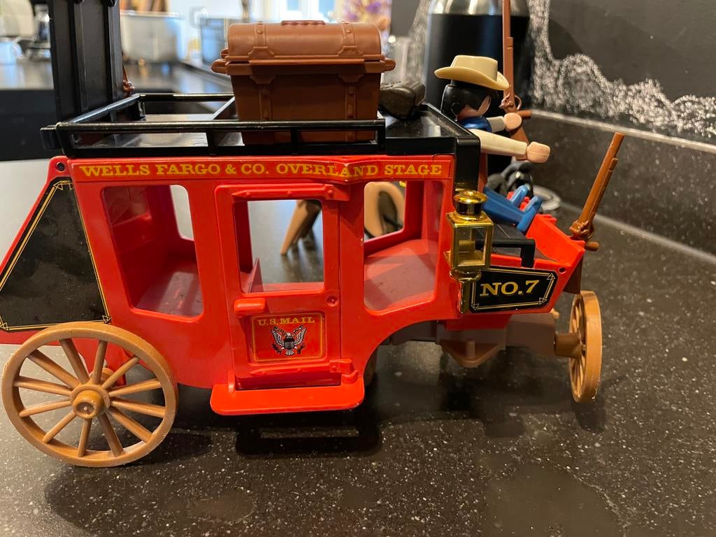 Playmobil koets met paarden en cowboys, Ophalen of Verzenden, Zo goed als nieuw
