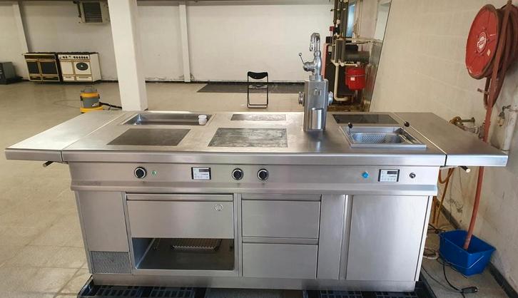 Lohberger Horeca eiland inductie rvs fornuis, Witgoed en Apparatuur, Fornuizen, Vrijstaand, Inductie, 5 kookzones of meer, 90 tot 95 cm