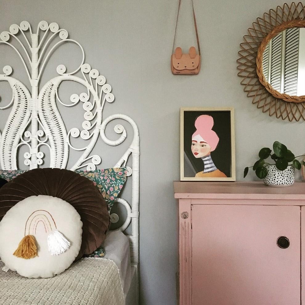 Leo & Moon rotan hoofdbord head bord bedhoofd Flower Wit, Huis en Inrichting, Slaapkamer | Bedden, Ophalen, Eenpersoons, Wit, Hout