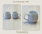 Set of 2 Beige Mugs - FREE, Ophalen, Keramiek, Overige stijlen, Bord(en)