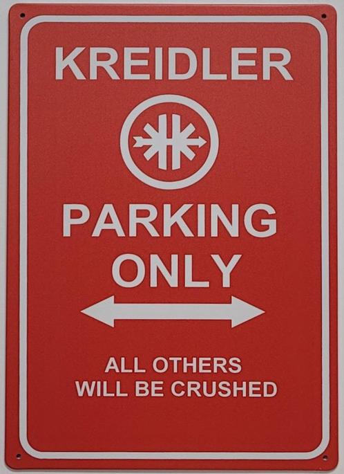 Kreidler parking only rood reclamebord van metaal wandbord, Verzamelen, Merken en Reclamevoorwerpen, Nieuw, Reclamebord, Ophalen of Verzenden