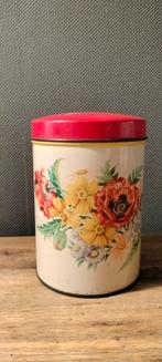 Vintage voorraadbus voorraadblik motief bloemen., Verzamelen, Blikken, Ophalen of Verzenden, Gebruikt, Overige, Overige merken