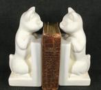 Vintage set keramieken boekensteunen nieuwsgierige poes, Verzenden, Huis en Inrichting