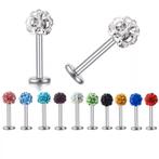 Nieuwe labret piercing. Met glitter balletjes., Ophalen of Verzenden, Zo goed als nieuw, Staal, Oor- of Traguspiercing