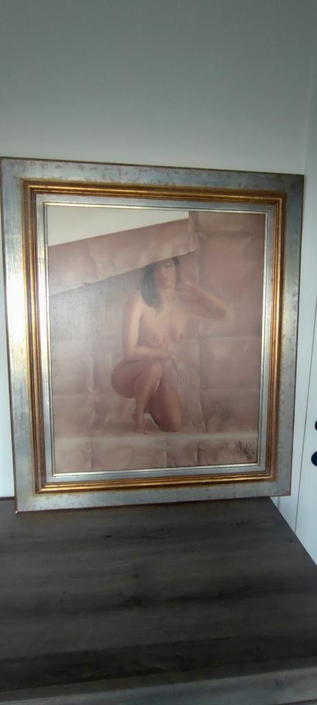 Mooi olie schilderij op doek naakte vrouw, Antiek en Kunst, Kunst | Schilderijen | Klassiek, Ophalen of Verzenden