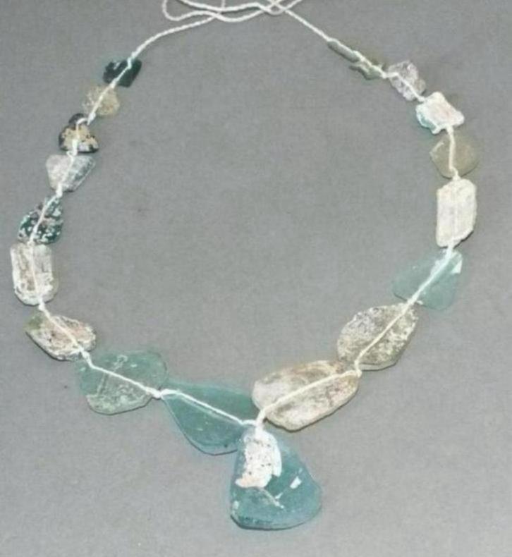 antiek Handgemaakt romeinse glaskralen hanger ketting Uniek, Sieraden, Tassen en Uiterlijk, Antieke sieraden, Ketting, Met edelsteen