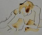 Aquarel. Naaktmodel. Expres.China. Gesigneerd. 33/43 cm., Ophalen