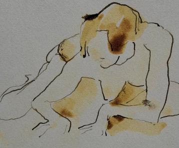 Aquarel. Naaktmodel. Expres.China. Gesigneerd. 33/43 cm. beschikbaar voor biedingen
