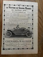Chenard & Walcker originele advertentie 1912 vintage, Ophalen of Verzenden, Gelezen, Overige merken