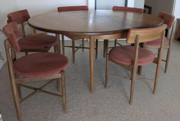 IZGS G plan G-plan 6 stoelen stoel tafel  vintage jaren 60, Huis en Inrichting, Stoelen, Gebruikt, Eén, Stof, Ophalen