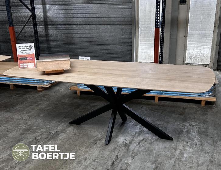Deens ovaal eiken tafelblad 240 x 100 cm, Huis en Inrichting, Tafels | Eettafels, Nieuw, 100 tot 150 cm, 200 cm of meer, Vijf personen of meer