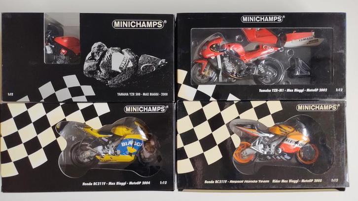 Minichamps Max Biaggi 1:12 - 4 Stuks, Hobby en Vrije tijd, Modelauto's | 1:18, Zo goed als nieuw, Motor, MiniChamps, Ophalen of Verzenden