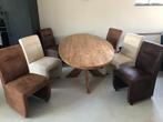 Ovalen eettafel met 6 stoelen, Huis en Inrichting, Tafels | Eettafels, Ophalen, Gebruikt, 100 tot 150 cm, 200 cm of meer