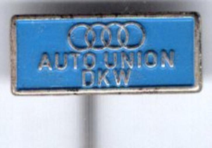Auto Union DKW blauw op zilverkleurig auto speldje ( A_046a), Verzamelen, Speldjes, Pins en Buttons, Zo goed als nieuw, Speldje of Pin