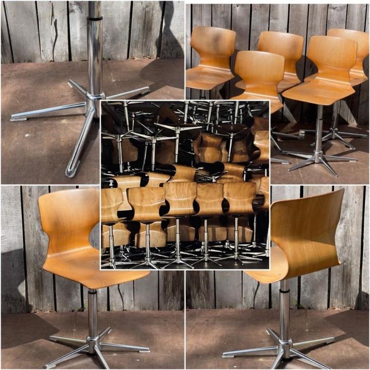 Vintage toppers voor thuis, co-workspace of HORECA zaak, Huis en Inrichting, Krukjes, Gebruikt, Hout, In hoogte verstelbaar, Ophalen of Verzenden