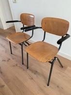 Set of 2 vintage school stoelen, Metaal, Twee, Bruin, Zo goed als nieuw