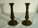 Twee antieke roodkoperen kandelaars, Antiek en Kunst, Antiek | Kandelaars, Ophalen of Verzenden, Koper of Brons