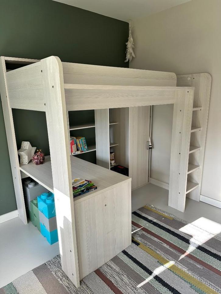 Hoogslaper met desk en kast, Kinderen en Baby's, Kinderkamer | Stapelbedden en Hoogslapers, Zo goed als nieuw, Hoogslaper, Ophalen