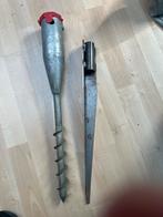 2x Grondboor Parasolhouder camping strand Smal & Breed, Ophalen, Gebruikt