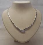 Zilveren prachtig vintage collier met heldere stenen nr.221, Met hanger, Verzenden, Zo goed als nieuw, Zilver