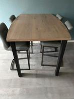 Hoge eettafel met 4 barkrukken, Huis en Inrichting, Barren, Ophalen, Zo goed als nieuw, Inclusief barstoelen