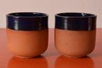 Set van 2 retro vintage fat lava stijl bloempotjes, Tuin en Terras, Bloempotten, Terracotta, Rond, Ophalen of Verzenden, Zo goed als nieuw