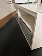 Wit tv of audio meubel, Huis en Inrichting, Kasten | Televisiemeubels, 100 tot 150 cm, Glas, Ophalen of Verzenden, Zo goed als nieuw