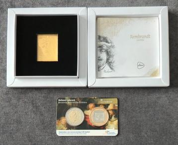 Gouden Postzegel Rembrandt van Rijn + 2 euro coincard BU beschikbaar voor biedingen