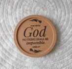 kurken Onderzetter For With God Nothing Shall Be Impossible, Ophalen of Verzenden, Nieuw, Overig