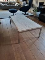Vintage salontafel, chroom en travertin, Ophalen, 100 tot 150 cm, 50 tot 100 cm, Minder dan 50 cm
