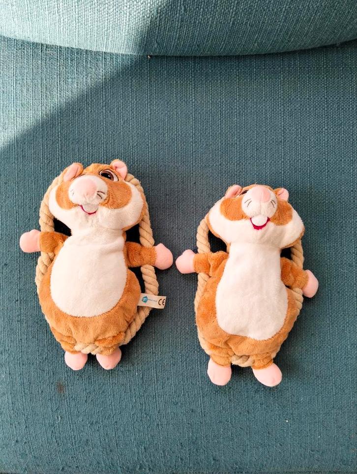 2x hamster met touw, AH, honden speelgoed/ honden knuffel, Diversen, Rommelmarktspullen, Ophalen