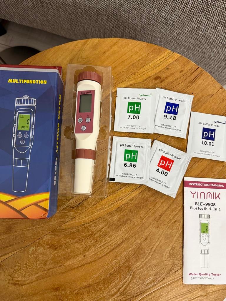 YINMIK BLE-9908 4-in-1 Waterkwaliteit Tester pH/TDS/EC/Temp, Ophalen, Nieuw, Overige meters