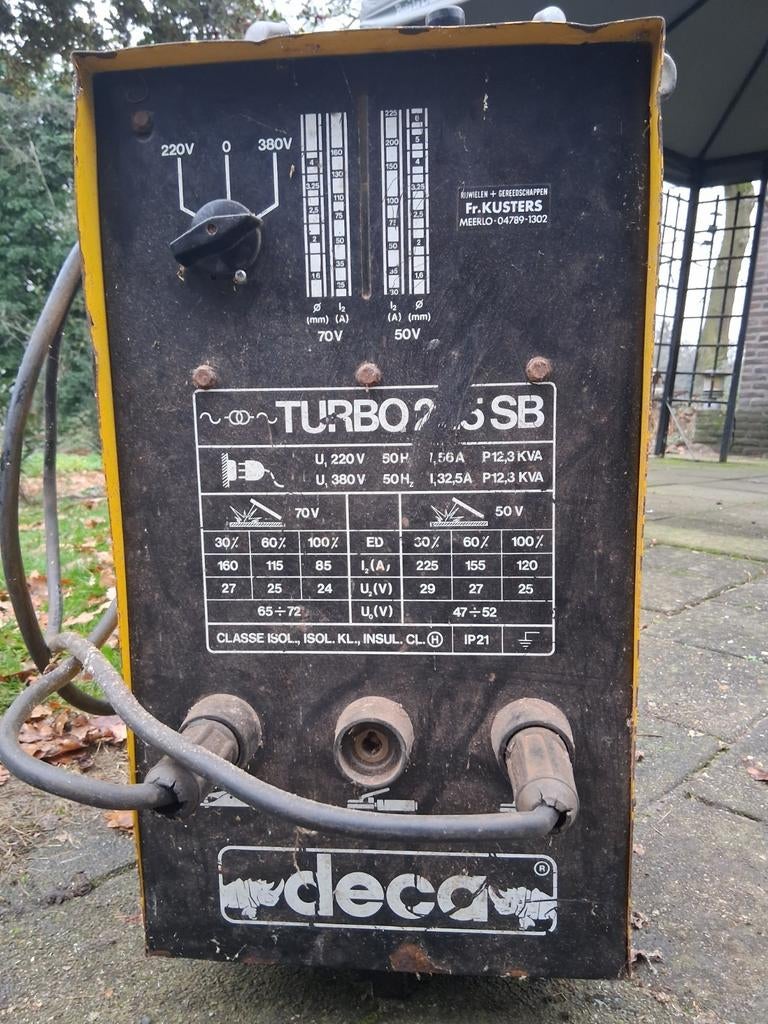 Deca Turbo 235 SB lasapparaat, Ophalen, 250 ampère of meer, Elektroden